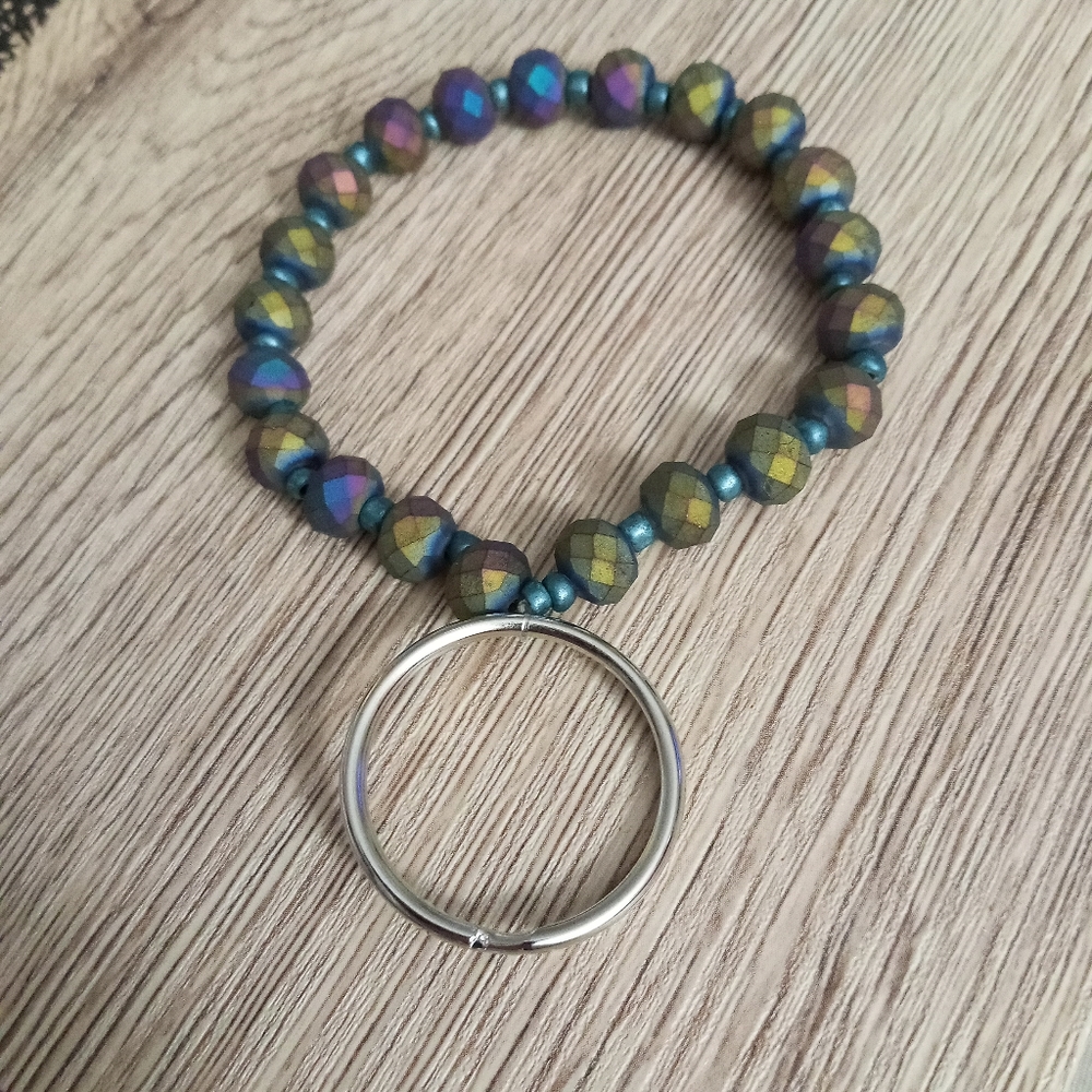HAND CRAFTED crystal Keychain key ring bracelet